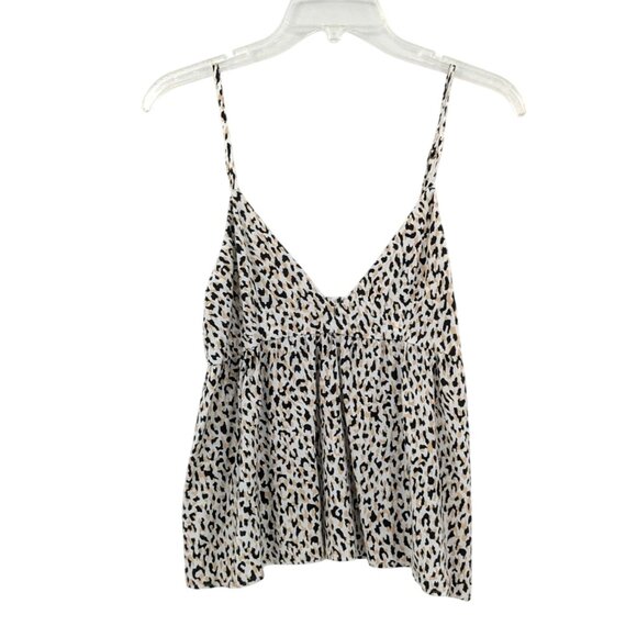 Volcom Leopard Print Babydoll Cami Top Women Size XS Coastal Y2K Boho Festival - Picture 1 of 8
